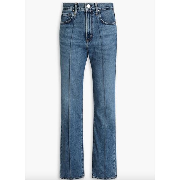 $325 GOLDSIGN Martin High-Rise Straight-Leg Creased Jeans | Sz 26, Mid Denim - Picture 2 of 11